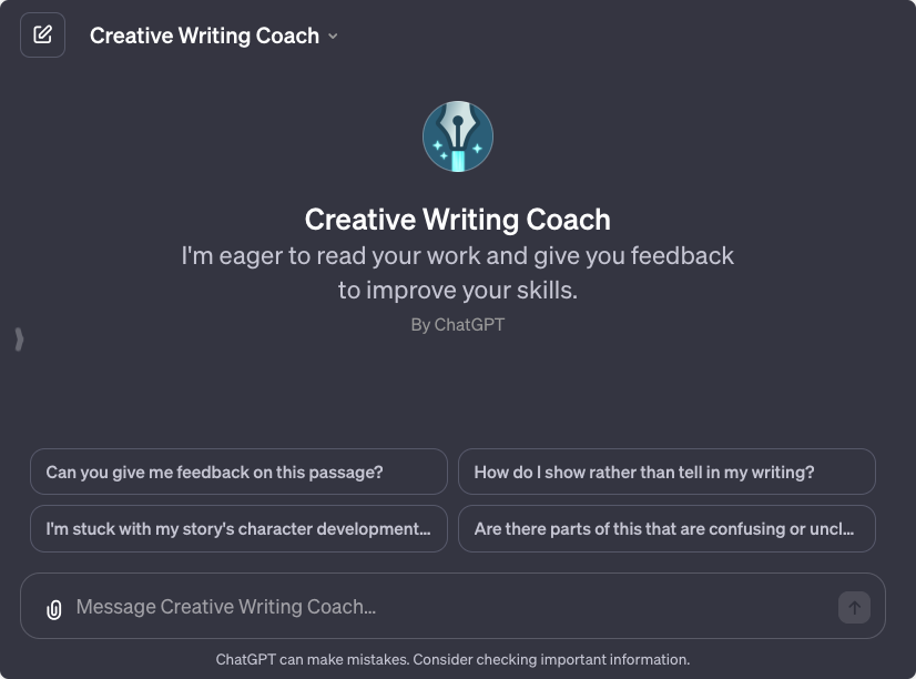 Creative Writing Coach 2 creative writing coach gpt