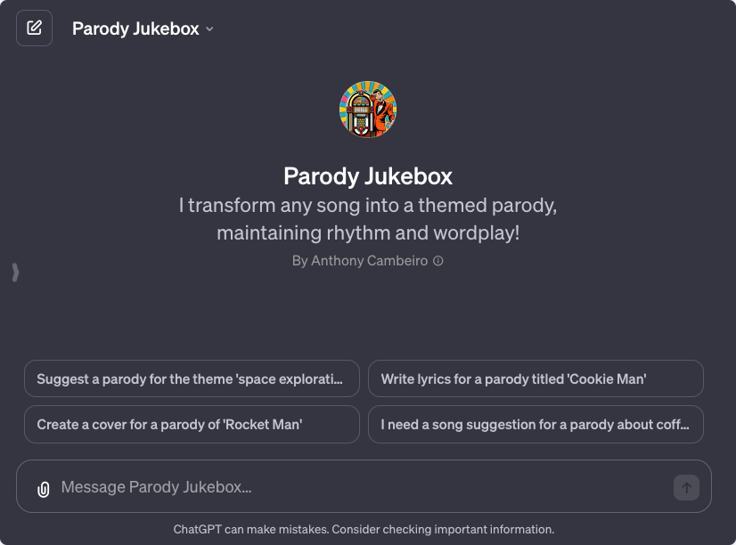Parody Jukebox 2 parody jukebox gpt