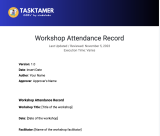 📝 Workshop Attendance Record